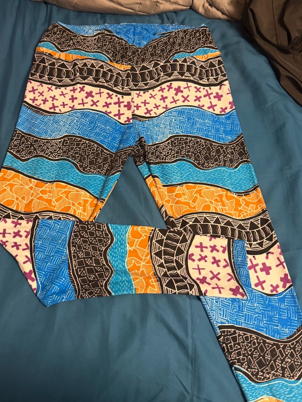 LuLaRoe Bright Patterned Leggings in Blue, Orange, Purple, Black, White